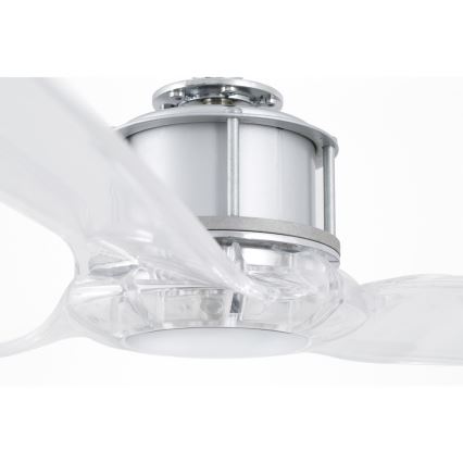 FARO 33394 - Griestu ventilators JUST FAN spīdīgi hromēts/caurspīdīgs + tālvadības pults