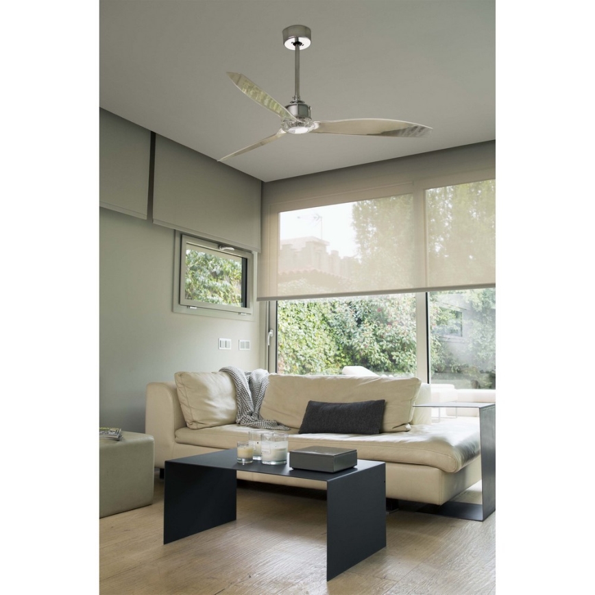 FARO 33394 - Griestu ventilators JUST FAN spīdīgi hromēts/caurspīdīgs + tālvadības pults