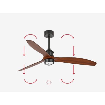 FARO 33395-10 - LED griestu ventilators JUST FAN LED/16W/230V melns/brūns Ø 128 cm ar tālvadības pulti