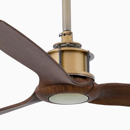 FARO 33398WT - Griestu ventilators JUST FAN M Ø 128 cm, brūns/misiņš, Wi‑Fi Tuya + tālvadības pults