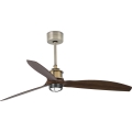 FARO 33398WT1N - Griestu ventilators JUST FAN M ar regulējamu LED apgaismojumu (16W/230V), Ø 128 cm, brūns/misiņš, Wi‑Fi Tuya + tālvadības pults