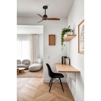 FARO 33425WT - Griestu ventilators JUST FAN S Ø 81 cm brūns/melns Wi-Fi Tuya + tālvadības pults