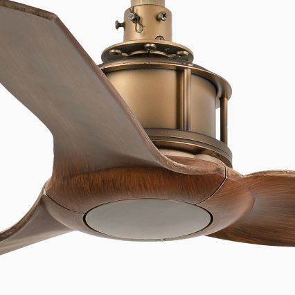 FARO 33428WT - Griestu ventilators JUST FAN S, Ø 81 cm, brūns/misiņš, Wi‑Fi (Tuya) + tālvadība