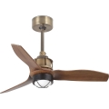 FARO 33428WT1N - dimmējams LED griestu ventilators JUST FAN ar LED/16W/230V Ø 81 cm brūns/misiņš Wi-Fi Tuya + tālvadības pults