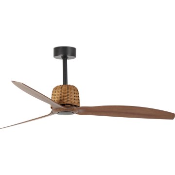 FARO 33435WT - Griestu ventilators WEAVER M Ø 128 cm brūns/melns Wi‑Fi Tuya + tālvadības pults