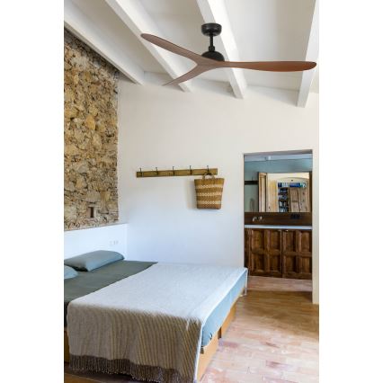 FARO 33447WT - Griestu ventilators GOTLAND L brūna/melna d. 132 cm Wi-Fi Tuya + tālvadības pults