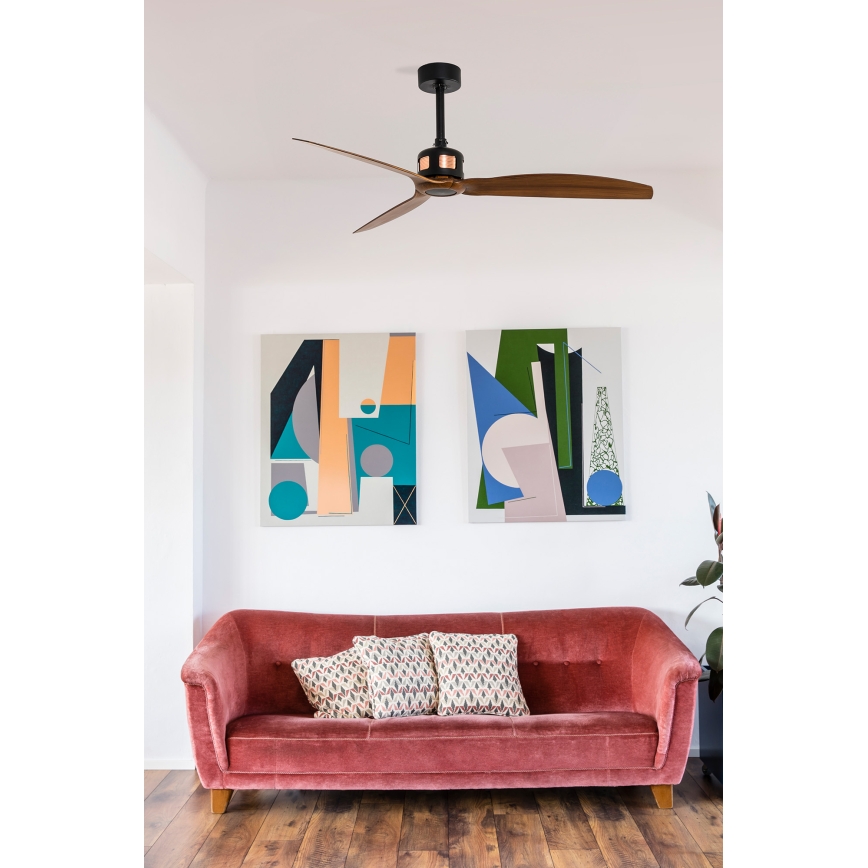 FARO 33451WT - Griestu ventilators COPPER FAN M Ø 128 cm brūns/melns Wi‑Fi Tuya + tālvadība