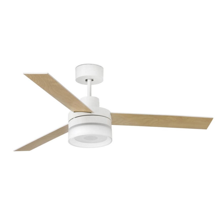 FARO 33460 - LED Griestu ventilators ar skaļruni ICE LED/15W/230V balta/brūna + tālvadības pults