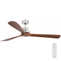FARO 33464DC - Griestu ventilators LANTAU XL brūna/matēts hroms d. 168 cm + tālvadības pults