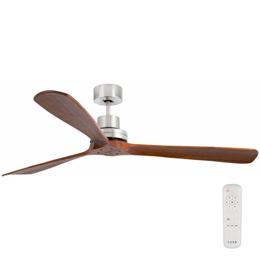 FARO 33464DC - Griestu ventilators LANTAU XL brūna/matēts hroms d. 168 cm + tālvadības pults