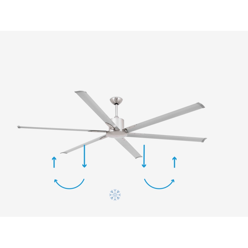 FARO 33465A - Griestu ventilators ANDROS XL matēts hroms + tālvadības pults