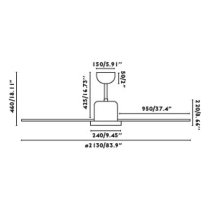 FARO 33465A - Griestu ventilators ANDROS XL matēts hroms + tālvadības pults