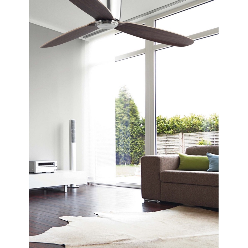 FARO 33472N - Griestu ventilators NIAS matēts hroms/brūna d. 132 cm + tālvadības pults