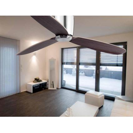 FARO 33472N - Griestu ventilators NIAS matēts hroms/brūna d. 132 cm + tālvadības pults
