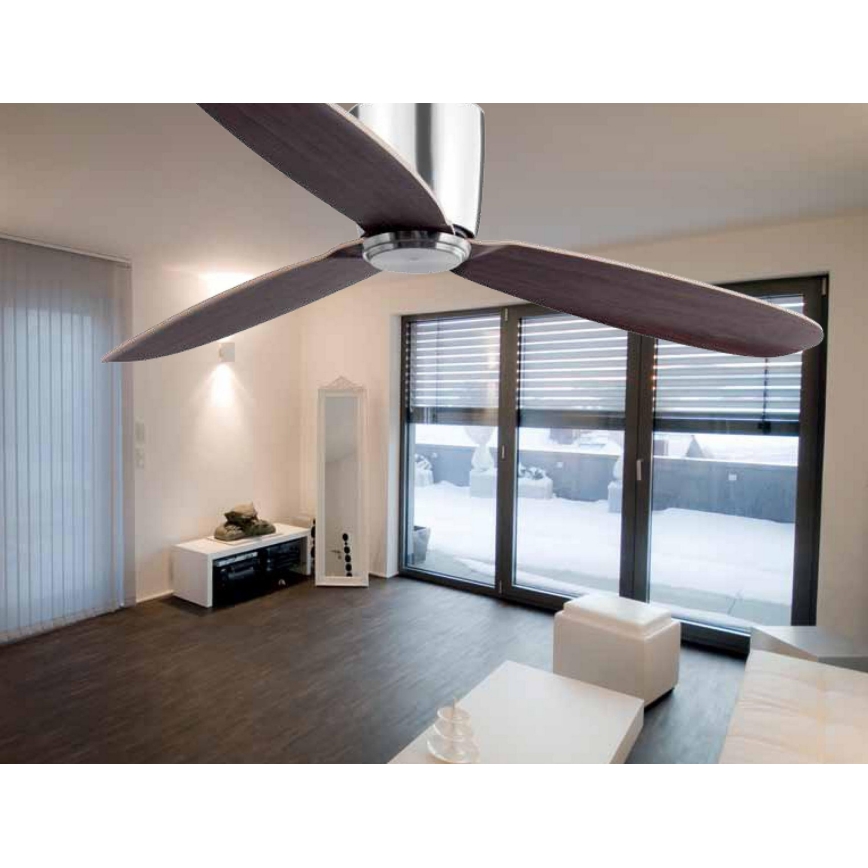 FARO 33472N - Griestu ventilators NIAS matēts hroms/brūna d. 132 cm + tālvadības pults