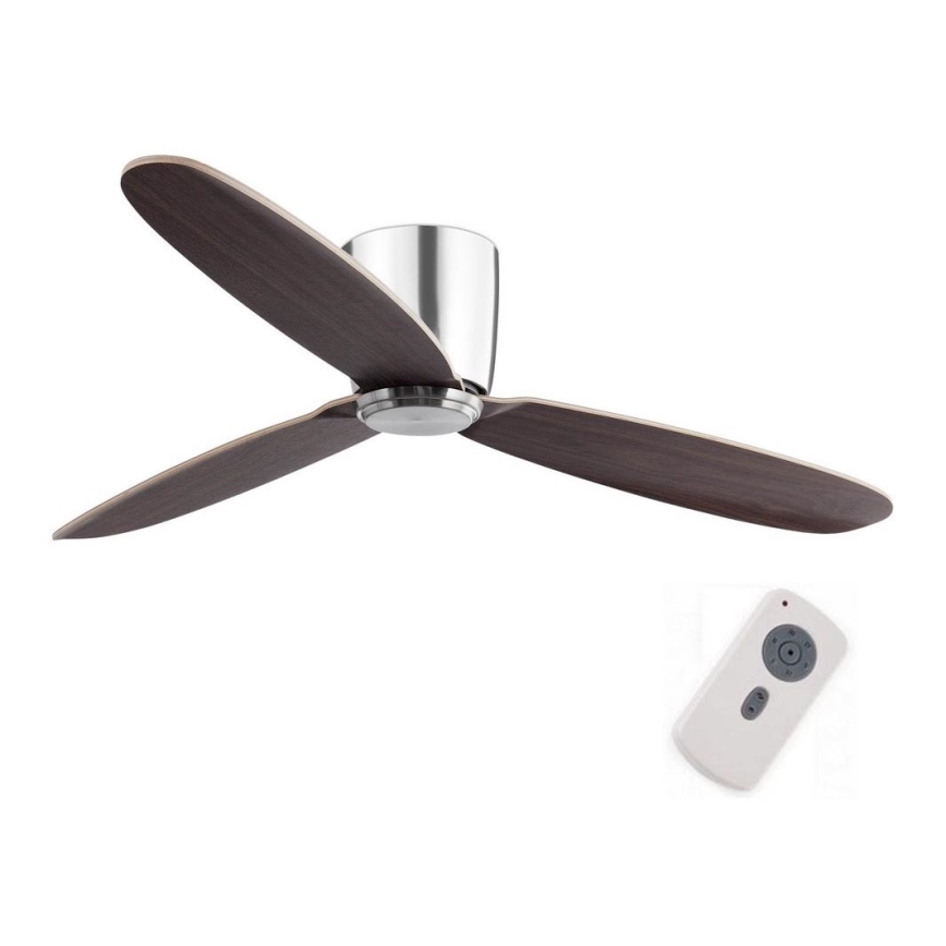 FARO 33472N - Griestu ventilators NIAS matēts hroms/brūna d. 132 cm + tālvadības pults
