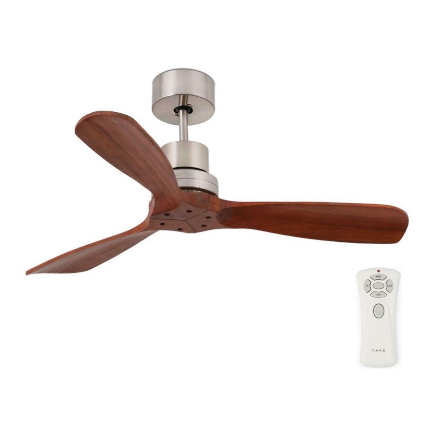 FARO 33508DC - Griestu ventilators MINI LANTAU matēts hroms/brūna d. 108 cm + tālvadības pults