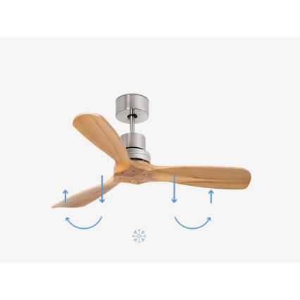 FARO 33509DC - Griestu ventilators MINI LANTAU matēts hroms/koks d. 107 cm + tālvadības pults