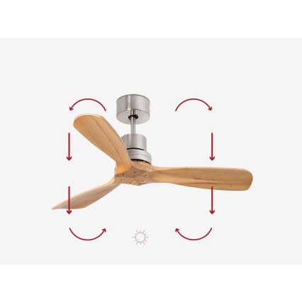 FARO 33509DC - Griestu ventilators MINI LANTAU matēts hroms/koks d. 107 cm + tālvadības pults