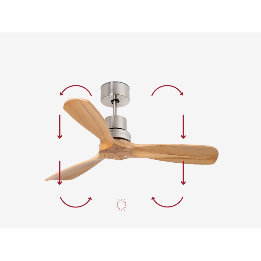 FARO 33509DC - Griestu ventilators MINI LANTAU matēts hroms/koks d. 107 cm + tālvadības pults