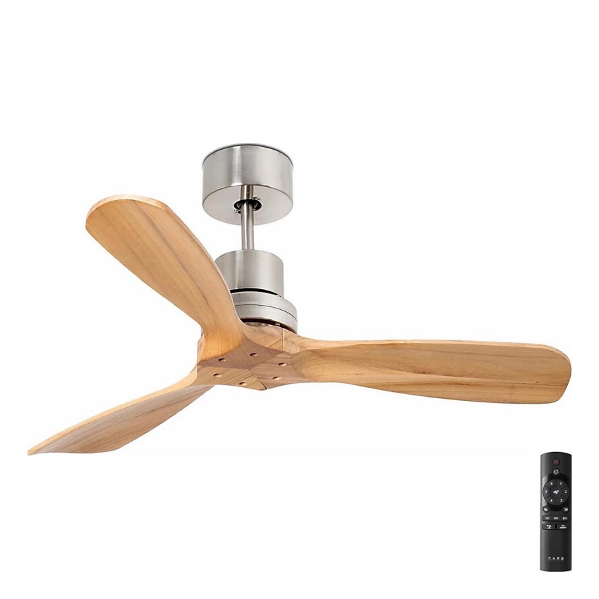 FARO 33509DC - Griestu ventilators MINI LANTAU matēts hroms/koks d. 107 cm + tālvadības pults