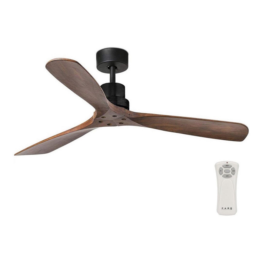 FARO 33516DC - Griestu ventilators LANTAU melns/brūns Ø 132 cm ar tālvadību