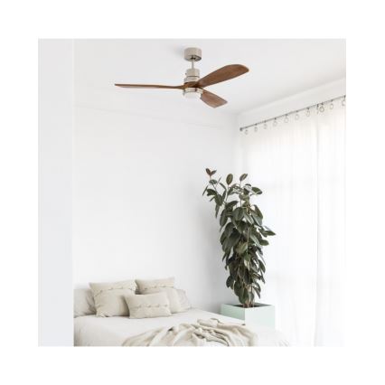 FARO 33518DC - LED Griestu ventilators LANTAU LED/15W/230V matēts hroms/koks + tālvadības pults