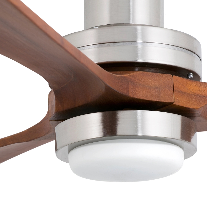 FARO 33518DC - LED Griestu ventilators LANTAU LED/15W/230V matēts hroms/koks + tālvadības pults