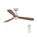 FARO 33518DC - LED Griestu ventilators LANTAU LED/15W/230V matēts hroms/koks + tālvadības pults
