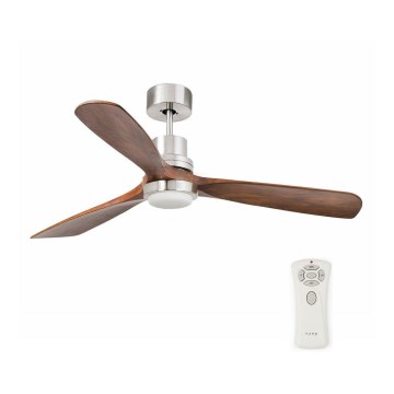 FARO 33518DC - LED Griestu ventilators LANTAU LED/15W/230V matēts hroms/koks + tālvadības pults