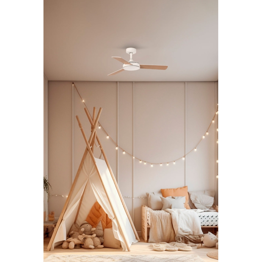 FARO 33603DC - Griestu ventilators MINI MALLORCA S brūna/balta d. 106 cm + tālvadības pults