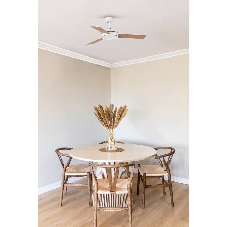 FARO 33603DCWT - Griestu ventilators MINI MALLORCA S brūna/balta d. 106 cm Wi-Fi Tuya + tālvadības pults