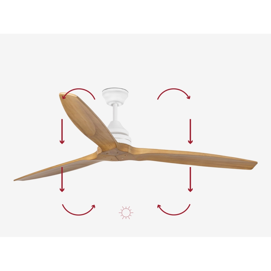 FARO 33728DC - Griestu ventilators ALO L koks/balta d. 152 cm + tālvadības pults