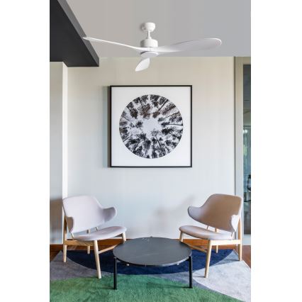 FARO 33750DCWT - Griestu ventilators LUZON L balta d. 132 cm Wi-Fi Tuya + tālvadības pults