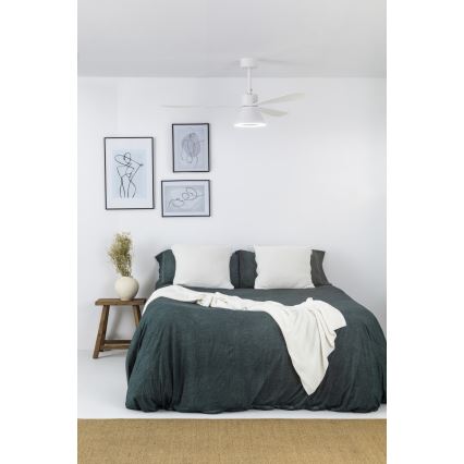 FARO 33760WT-22 - LED Aptumšojams griestu ventilators AMELIA L CONE LED/20W/230V 2700/3500/5000K balta d. 132 cm Wi-Fi Tuya + tālvadības pults