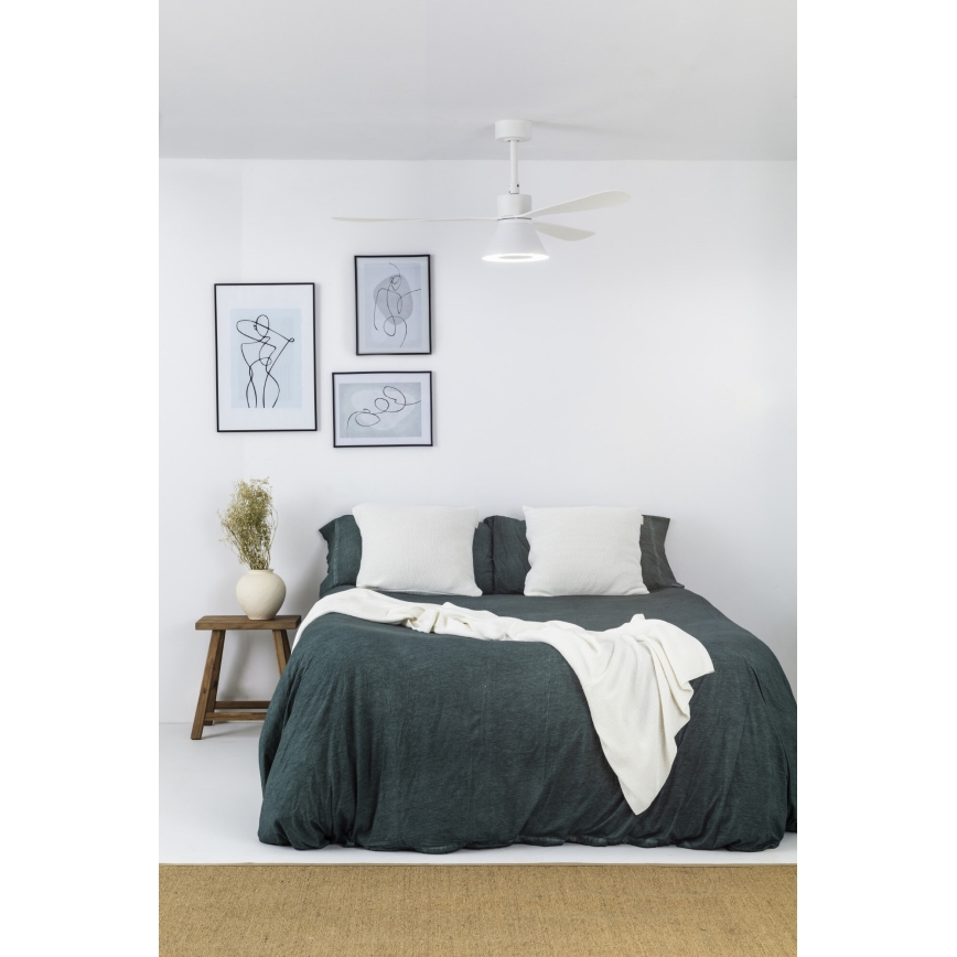 FARO 33760WT-22 - LED Aptumšojams griestu ventilators AMELIA L CONE LED/20W/230V 2700/3500/5000K balta d. 132 cm Wi-Fi Tuya + tālvadības pults