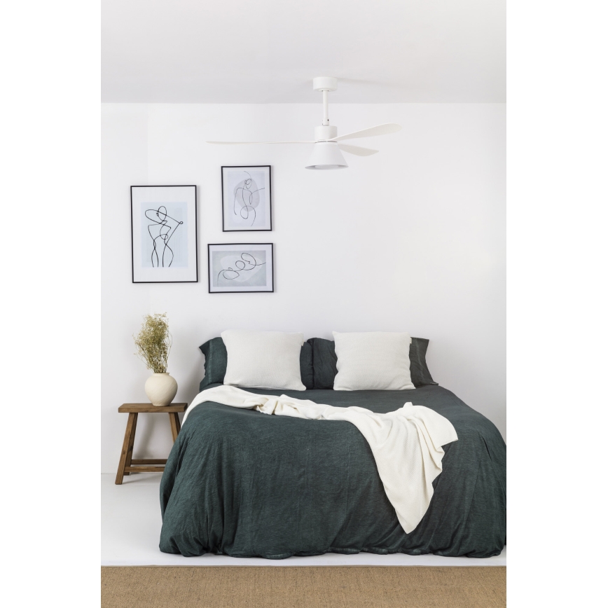 FARO 33760WT-22 - LED Aptumšojams griestu ventilators AMELIA L CONE LED/20W/230V 2700/3500/5000K balta d. 132 cm Wi-Fi Tuya + tālvadības pults