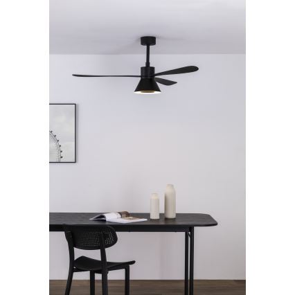 FARO 33761WT-23 - LED Aptumšojams griestu ventilators AMELIA L CONE LED/20W/230V 2700/3500/5000K melna d. 132 cm Wi-Fi Tuya + tālvadības pults