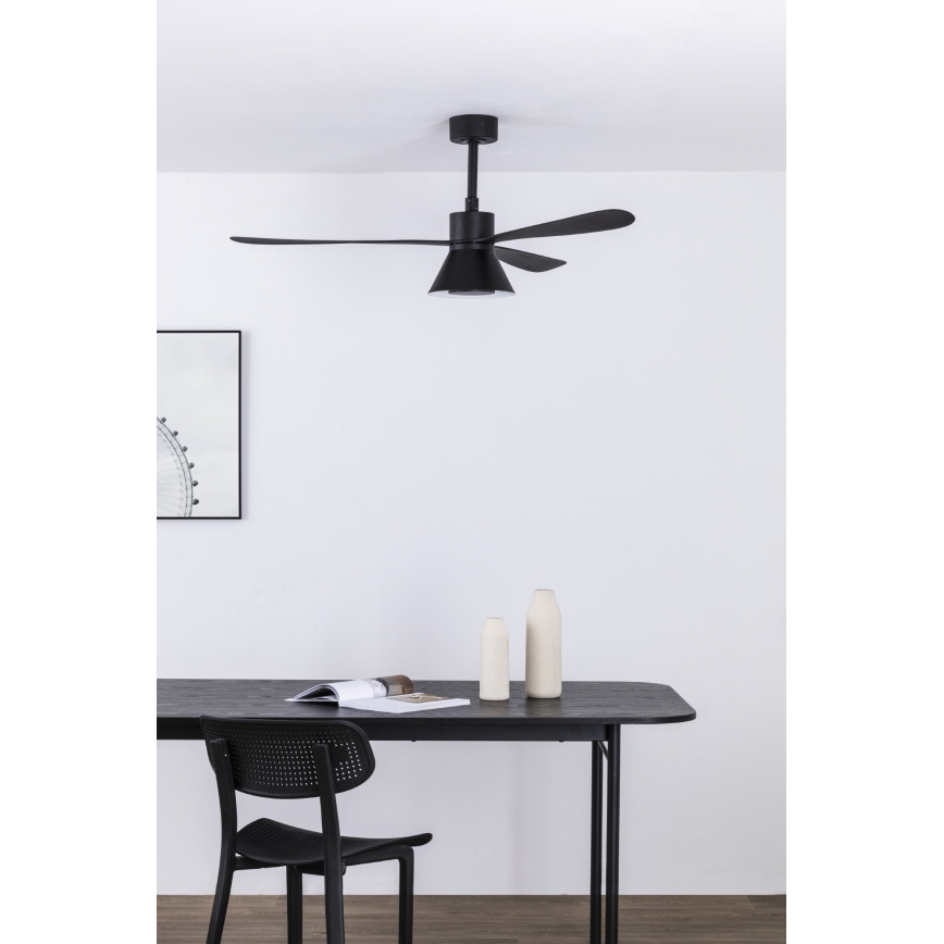 FARO 33761WT-23 - LED Aptumšojams griestu ventilators AMELIA L CONE LED/20W/230V 2700/3500/5000K melna d. 132 cm Wi-Fi Tuya + tālvadības pults