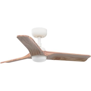 FARO 33805WT-1TW - LED aptumšojams griestu ventilators HEYWOOD ar LED/10W/230V 2700/3000/4000K koka/balts pr. 90 cm Wi-Fi Tuya + tālvadība