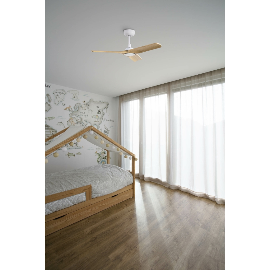 FARO 33805WT - Griestu ventilators HEYWOOD S koks/balta d. 90 cm Wi-Fi Tuya + tālvadības pults