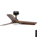 FARO 33806-1TW - LED dimbējamais griestu ventilators HEYWOOD ar LED 10 W / 230 V, gaismas temperatūra 2700/3000/4000 K, koka/melna apdare, Ø 90 cm + tālvadības pults