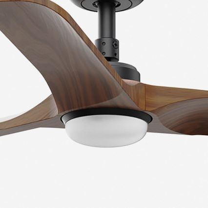 FARO 33806-1TW - LED dimbējamais griestu ventilators HEYWOOD ar LED 10 W / 230 V, gaismas temperatūra 2700/3000/4000 K, koka/melna apdare, Ø 90 cm + tālvadības pults