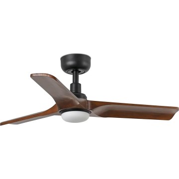 FARO 33806WT-1TW - LED Aptumšojams griestu ventilators HEYWOOD S LED/10W/230V 2700/4000/6000K koks/melna d. 90 cm Wi-Fi Tuya + tālvadības pults