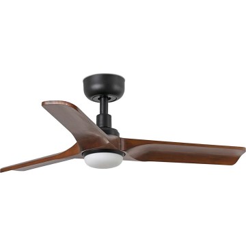 FARO 33806WT1S - LED aptumšojams griestu ventilators HEYWOOD ar integrētu LED, 10 W/230 V, 2700/3000/4000 K, diametrs 90 cm, koka/melns, Wi-Fi Tuya + tālvadība