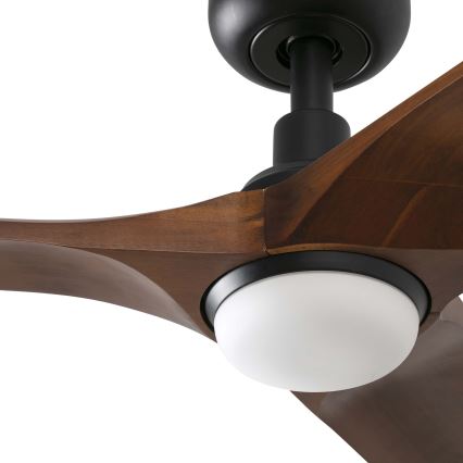 FARO 33806WT1S - LED aptumšojams griestu ventilators HEYWOOD ar integrētu LED, 10 W/230 V, 2700/3000/4000 K, diametrs 90 cm, koka/melns, Wi-Fi Tuya + tālvadība