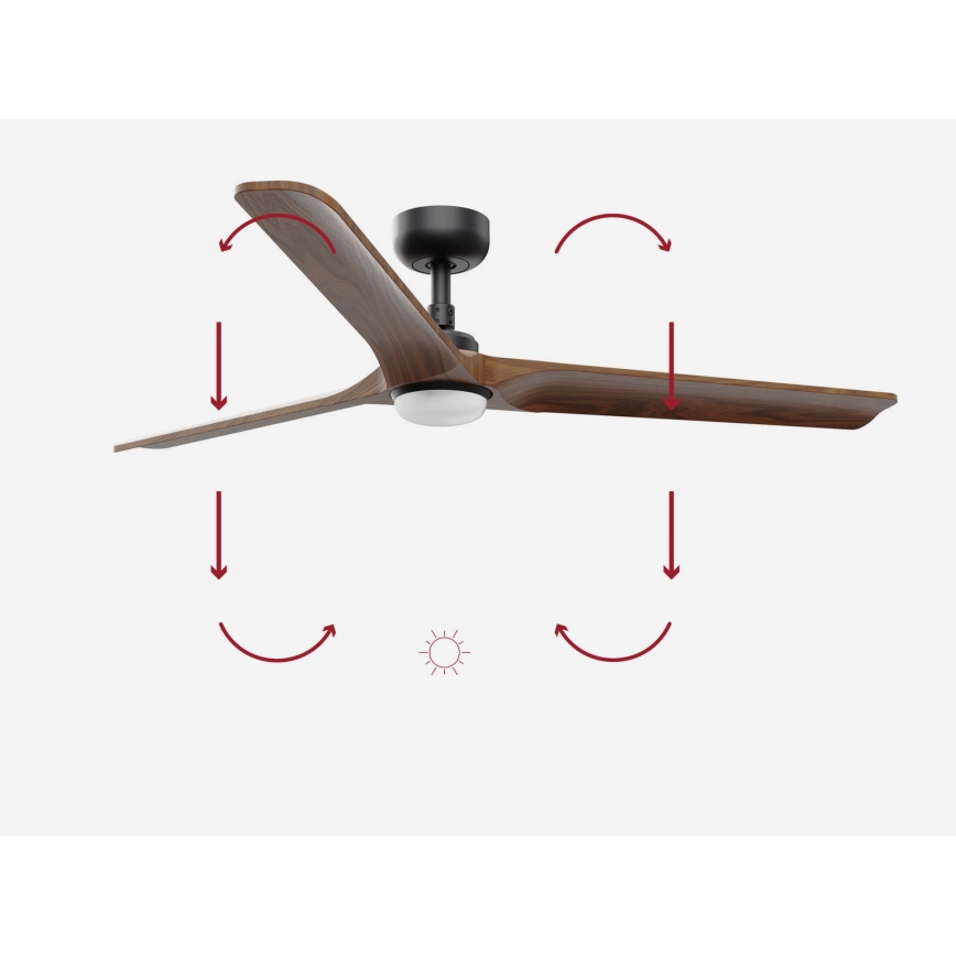 FARO 33809-1TW - Aptumšojams LED ventilators HEYWOOD LED/10W/230V 2700/3000/4000K Ø 132 cm + tālvadības pults