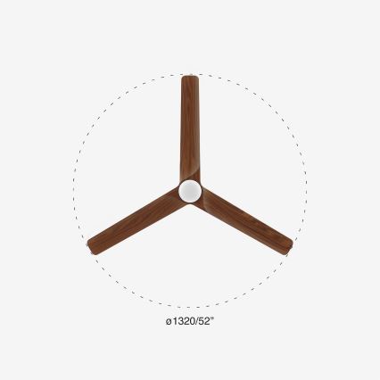 FARO 33809-1TW - Aptumšojams LED ventilators HEYWOOD LED/10W/230V 2700/3000/4000K Ø 132 cm + tālvadības pults