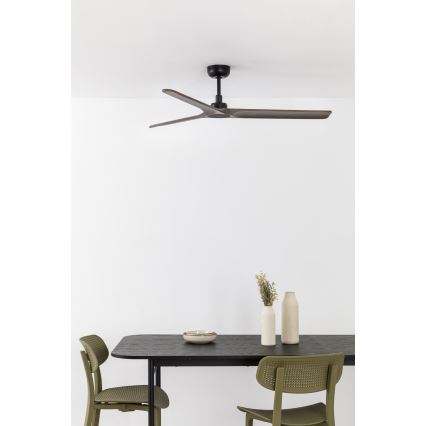 FARO 33809WT - Griestu ventilators HEYWOOD L koksnes/melns Ø 132 cm Wi-Fi Tuya + tālvadība