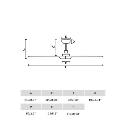FARO 33809WT - Griestu ventilators HEYWOOD L koks/melna d. 132 cm Wi-Fi Tuya + tālvadības pults